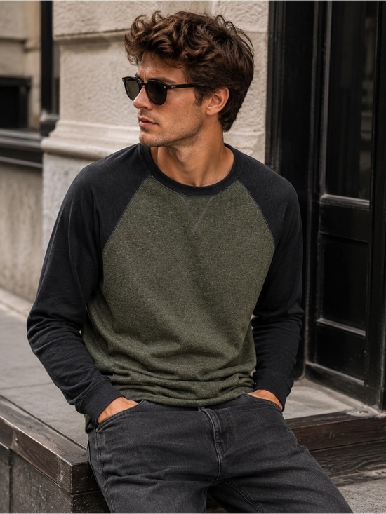 Signature by Levi Strauss Other - Levi’s Men’s Henley Cozy Crewneck Hunter Green Charcoal Gray Sweatshirt Medium